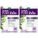 ZzzQuil Pure Zzzs All Night Extended Release, Melatonin Sleep Aid Tablets, Hjælper dig med at sove længere, Sovehjælp til voksne, 2 mg per tablet, 56 Total Tablets (2 pakker med 28)