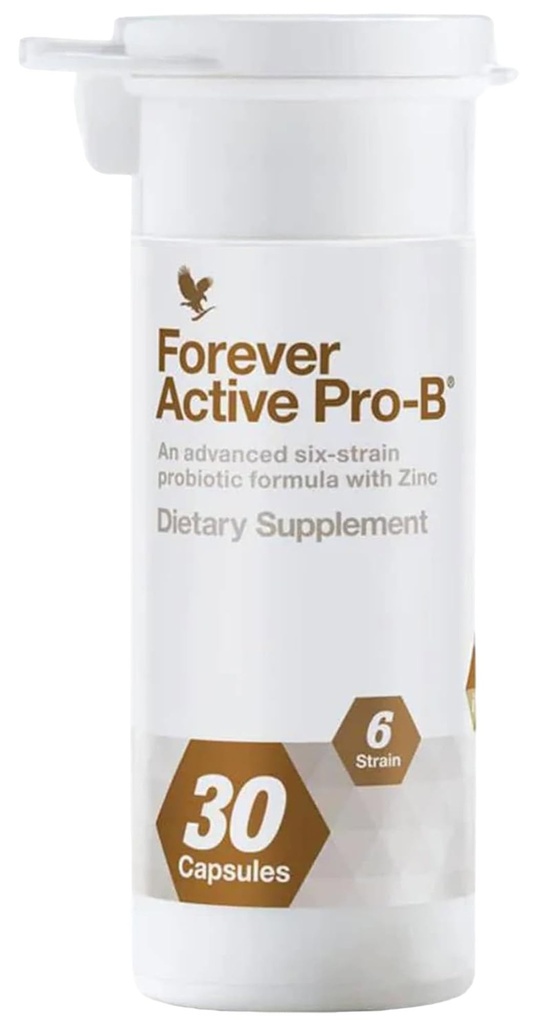 Forever Living - Active Pro- B - Advanced Probiotic med 8 Millioner CFU og 6 Synergistiske Strops - Soy og Gluten- Free - 30 Kapsler