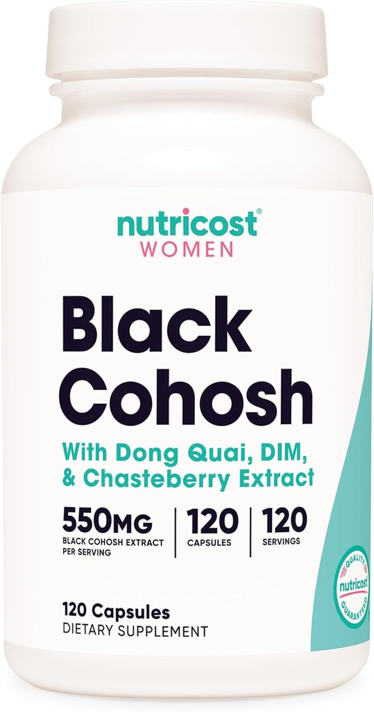 Nutricost Black Cohosh til kvinder 660mg, 120 kapsler - med Don Quai, DIM og Chaste Berry, Veggie Caps, Non- GMO, Gluten Free