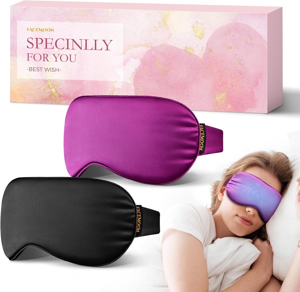 2PCS Cold Eye Mask: Cooling Eye Mask for Puffy Eyes, Hovedpine, Migræne Relief - Cold Compress for Dark Circles, trætte øjne, Efter kirurgi - Genanvendelig Gel Ice Pack, Vægtet dvalemaske (sort, lilla)