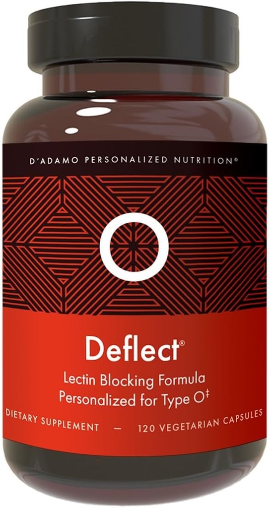 D 'Adamo Personaliseret Nutrition Deflect Lectin Blocker (Blood Type O) - 120 vegetariske kapsler. Metabolisme Booster. Immunstøtte. Lavet i USA.