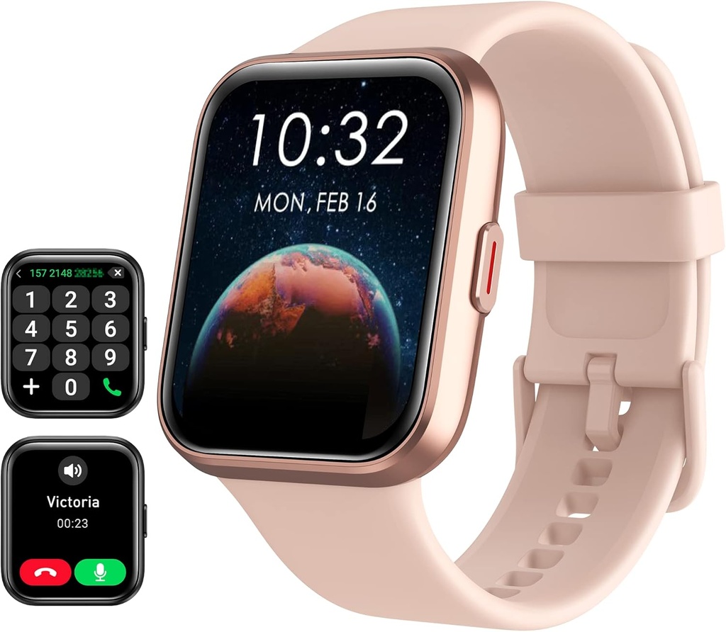 Smart ur til kvinder Android & iPhone, Alexa Build- in, 1.8 "Touch Screen Fitness Tracker med svar / gør opkald, IP68 vandtæt hjerterytme / søvn / SpO2 skærm, Pedometer, 100 + Sport Modes