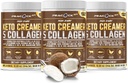 Collagen Keto Coffee Creamer Powder 12.22 oz, Pack of 3, Hydrolyzed Collagen Peptides with Coconut MCT Oil, Magnesium, Unflavored Protein Powder, Sugar Free Coffee Creamer for Smoothies