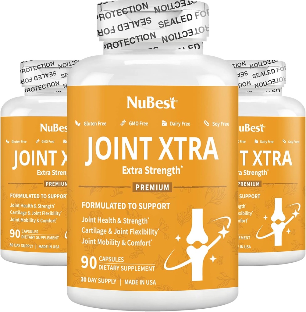 Joint Xtra Advanced Support Supplement - Joint Strength Formel med Glucosamin, Chondroitin, Gurkemeje, MSM & Boswellia for Joint & Cartiage Health, Fleksibilitet, Mobility & Comfort (pakke af 3)