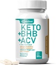 Keto ACV BHB kapsler 1600mg til avanceret vægttab & Belly Fat Burn - Organic Apple Cider Vincils med The Mother Ketones Vegan Supplement - med vitamin D3 Zinkchrom til mænd kvinder