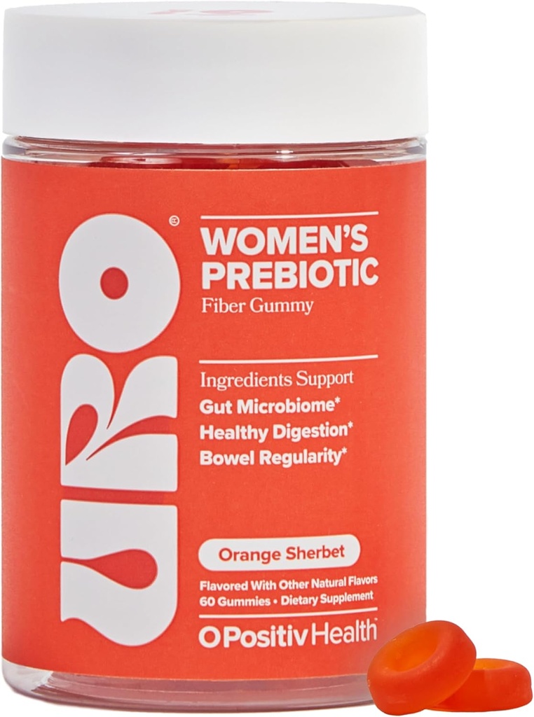 O Positiv URO Fiber Gummies for voksne, 60 Greve (Pack of 1) - Prebiotic Chicory Root Inulin Fiber Supplement - Daily Gummy Fiber for fordøjelig Gut Health - Non- GMO, Vegan & Cruelty- Free