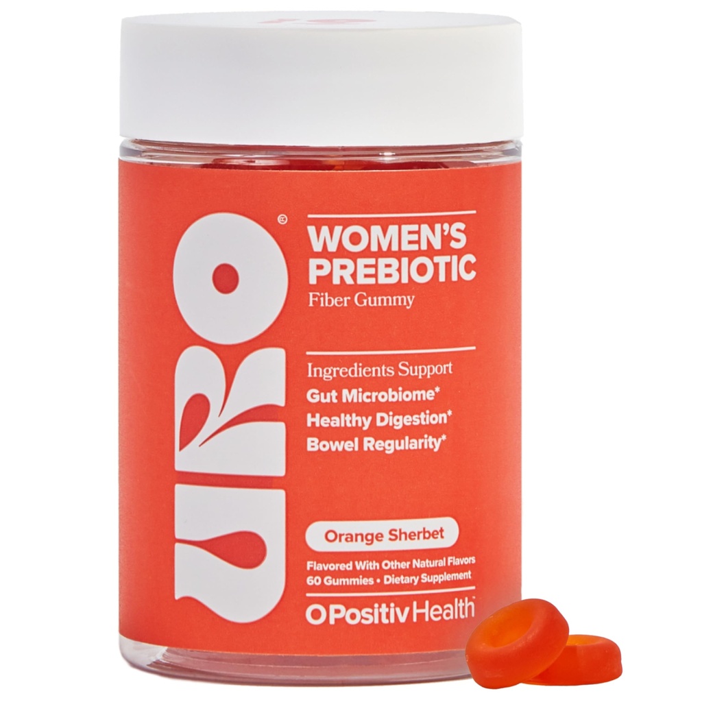 O Positiv URO Fiber Gummies for voksne, 60 Greve (Pack of 1) - Prebiotic Chicory Root Inulin Fiber Supplement - Daily Gummy Fiber for fordøjelig Gut Health - Non- GMO, Vegan & Cruelty- Free