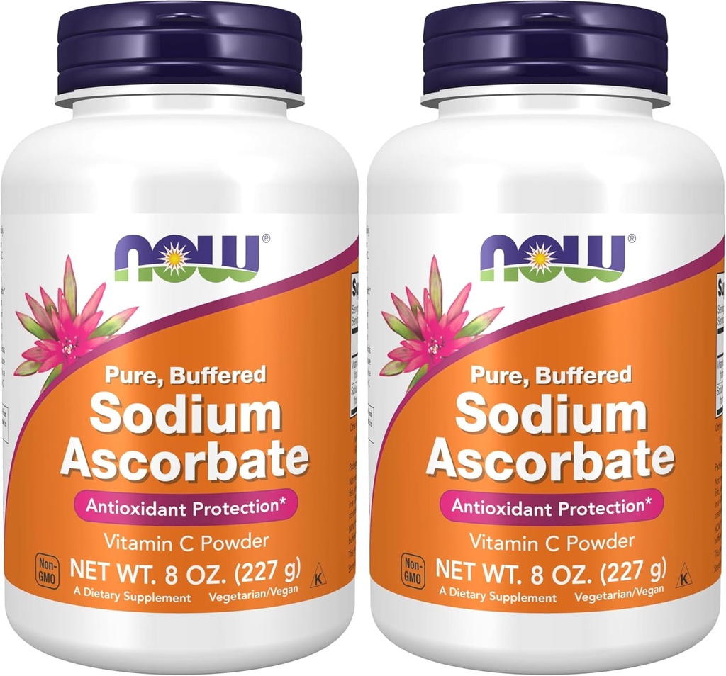 Now Supplements, Natrium Ascorbat Powder, Buffered, Antioxidant Protection *, 8 -Ounce (pakke med 2)