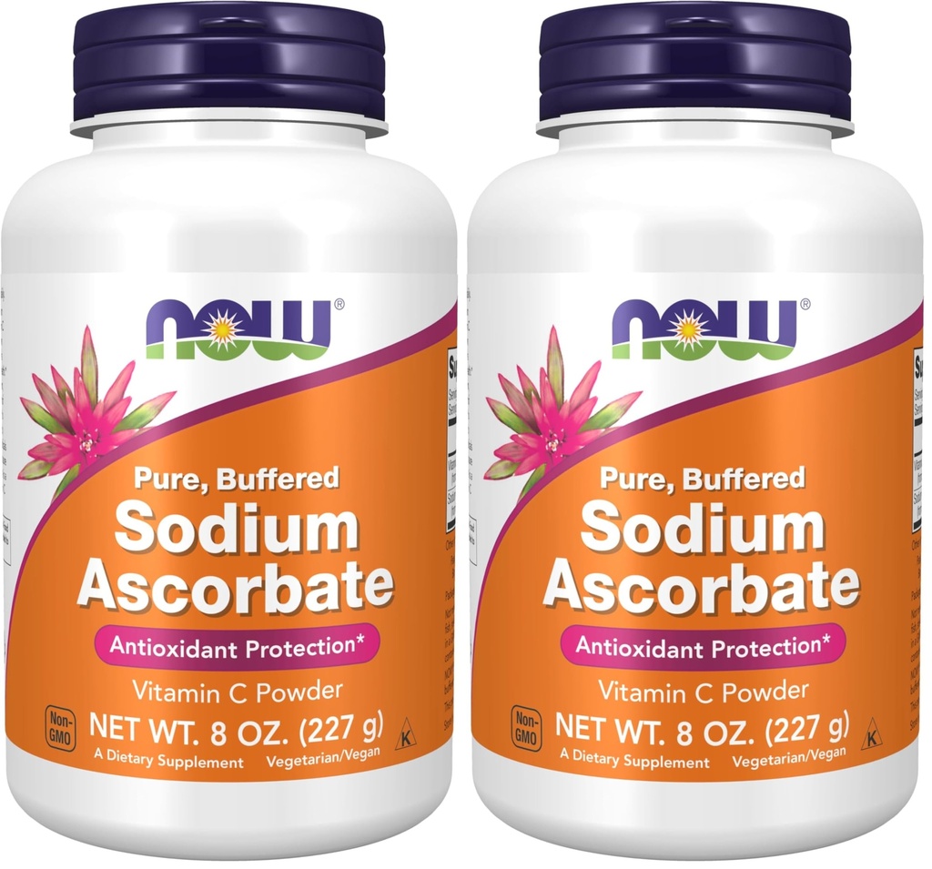Now Supplements, Natrium Ascorbat Powder, Buffered, Antioxidant Protection *, 8 -Ounce (pakke med 2)