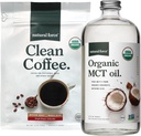 Natural Force Organic Clean Coffee + Organic MCT Oil Bundle - 100% Pure Coconut MCT & Mold & Mycotoksin Free Coffee - Non-GMO, Keto, Paleo og Vegan - 12 Oz Bag og 32 Oz Glass Flaske