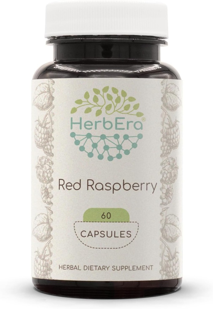 HerbEra Rød Hindbær 60 Kapsler, 500 mg, Rød Hindbær (Rubus idaeus) Tørret Leaf (60 Kapsler)