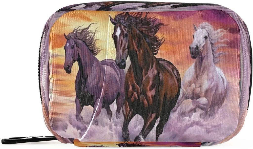 STAYTOP Pill Cases Bag Ugentlig 7 Dag, Skole rejse Pill Pill Flasker med 8 små pillebokse til piller / Vitamin / Fish Oil / Supplements- Running Horse