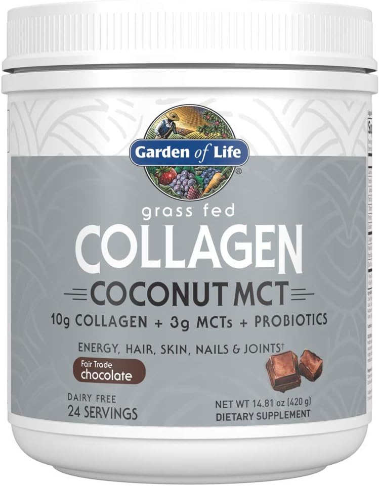 Have of Life Grass Fed Collagen Coconut MCT Powder - Chokolade, 24 Servere, Collagen Peptider Powder supplement til energi hår negle Joints, Coconut MCTs & Probiotika