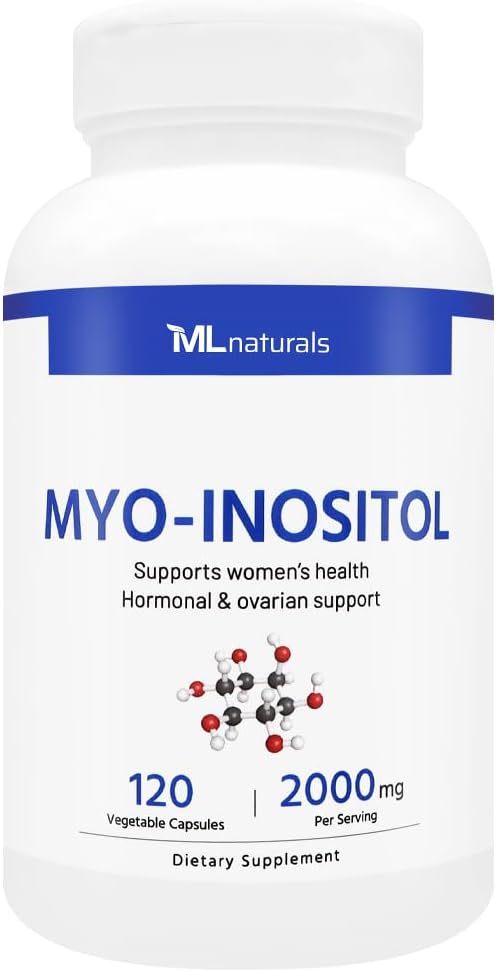 ML Naturals Myo- Inositol 2000 mg 120 Vegetabilske kapsler, NSF- Certificeret & cGMP- Compliant