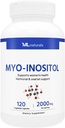 ML Naturals Myo- Inositol 2000 mg 120 Vegetabilske kapsler, NSF- Certificeret & cGMP- Compliant