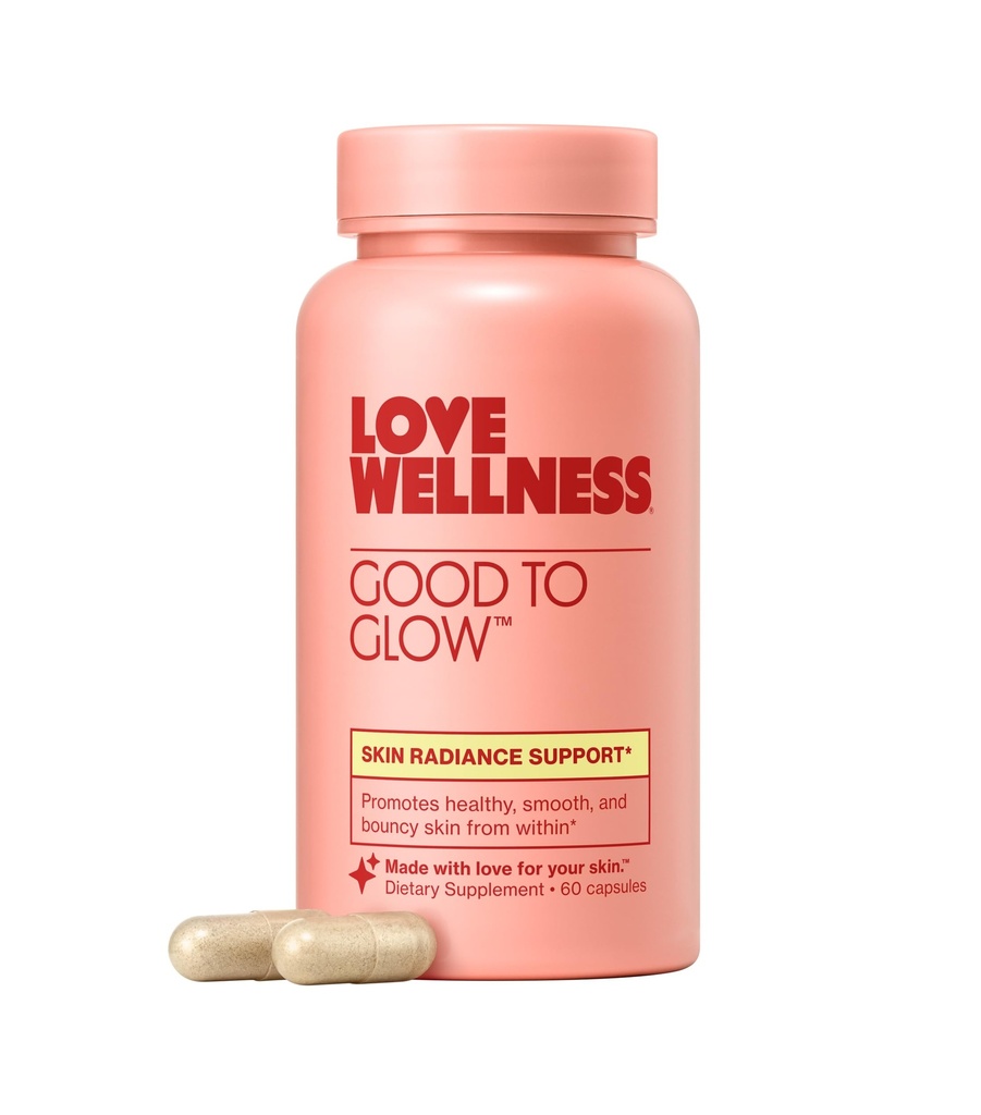 Love Wellness Good to Glow Memory 124; Collagen Supplement med Biotin, C-vitamin, E, Ashwagandha & Zink Memory 124; Promotions Glat, Glowing & Clear Skin Memory 124; Forbedrer Smoothness & Promoes Sund Skin Memory 124; 60 Greve