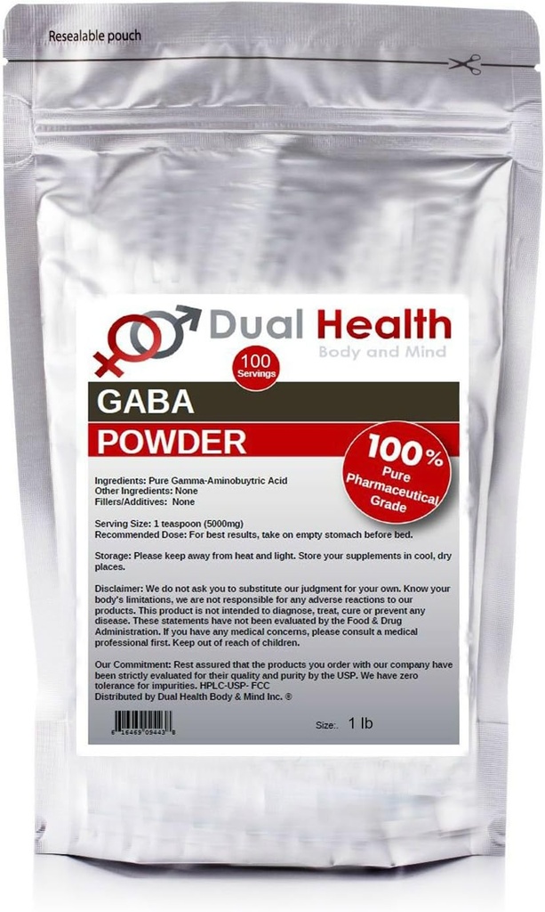 Pure GABA (1 lb) Gamma Aminobutyric Acid Powder Bulk Supplements