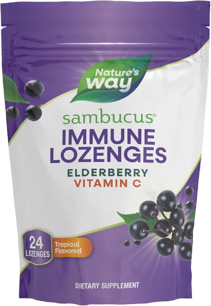 Nature 's Way Sambucus Immunlozenges, High Potency Vitamin C, Elderberry, 24 Tropical Flavored Lozenges (Packaging May Vary)