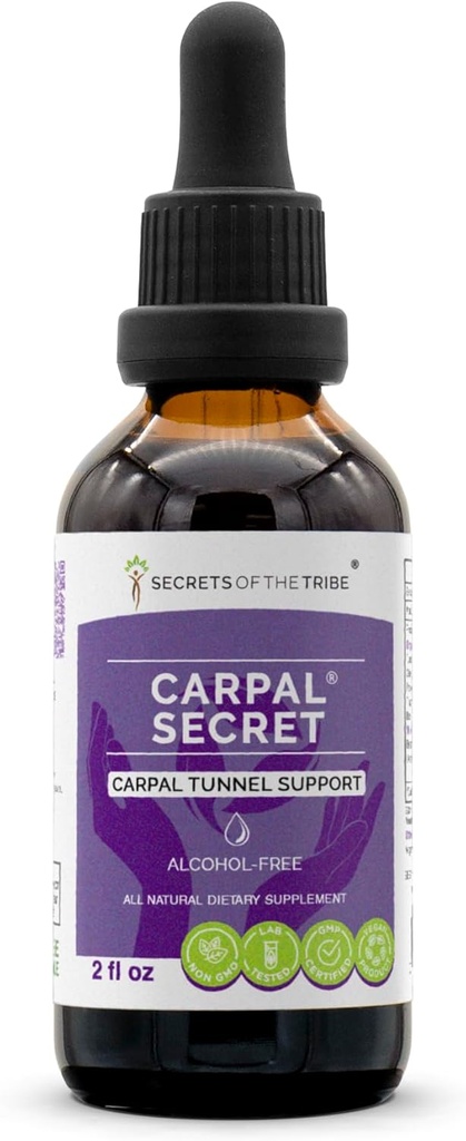 Secrets of the Tribe - Carpal Secret, Carpal Tunnel Support, Herbal Supplement Blend Drops Alkohol- Free Liquid Extract (2 fl oz)