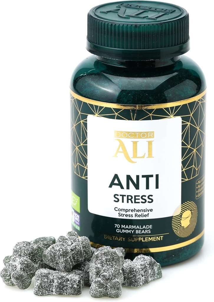 Læge ALI - Omfattende stress Relief Gummy Gummies • 124; Lavet med økologiske ingredienser • 124; 70 Grev • 124; Gluten - fri • 124; Gelatine - fri • 124; Non- GMO