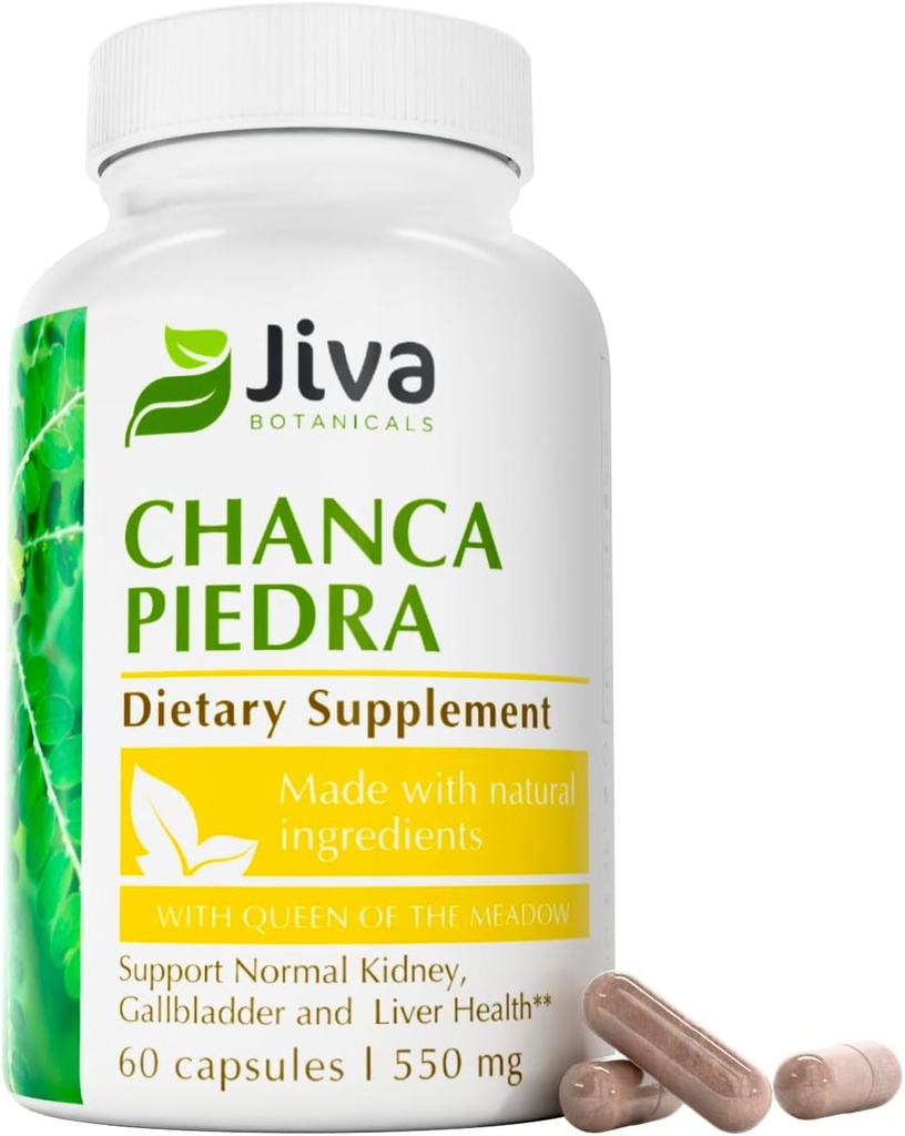 Jiva Botanicals Chanca Piedra Supplement - 550 mg per servering - 500mg Extract med 50mg dronning af The Meadow - 2 Months Supply