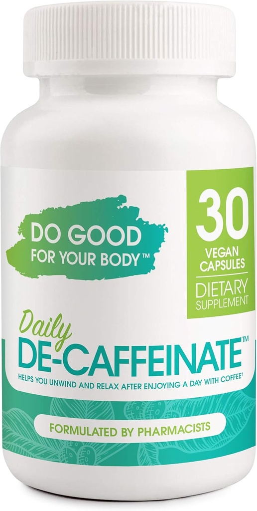 Daglig De- Coffeinate, Rutaecarpine, Natural Actioning Non-Addictive Deep Sleep Aid for Coffee, Coffein Lovers, Unwind and relax, 30 Kapsler