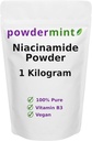 Niacinamid Pulver (vitamin B3) 100% Pure Niacin Pulver 500 mg Flush- Free Supplement (1 kilogram)
