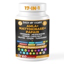 Dash of Vigor 17- in-1 Amla Extract, Papain Supplement, Nattokinase Diosmin Hesperidin Supplement, CoQ10 med gurkemeje Extract, Horse Chestnut Extract, C-vitamin og Rutin, USA, 60 Kapsler