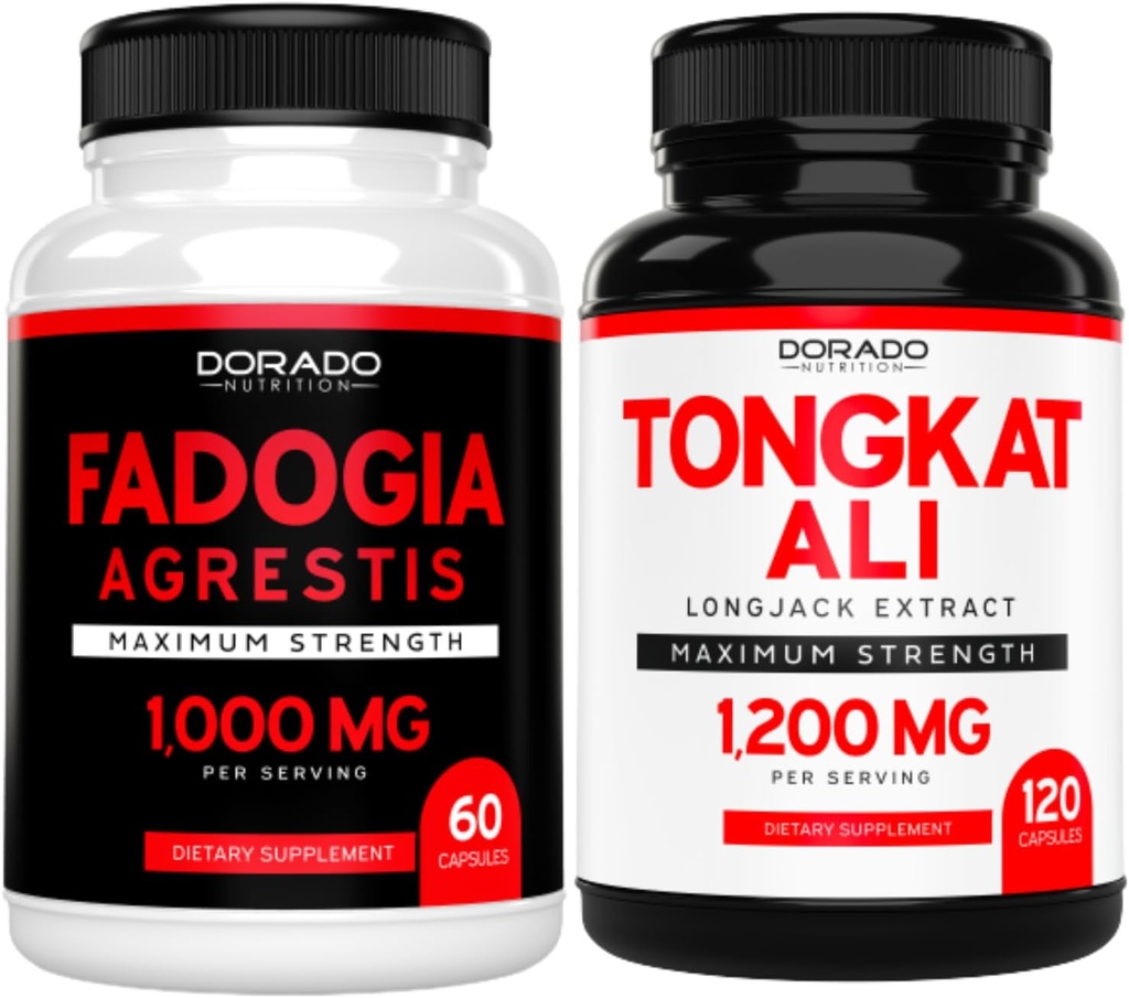 Fadogia Agrestis Extract (60 Greve) Maksimal styrke til atletisk ydeevne & muskelmasse og Tongkat Ali For Mænd (120 Kapsler) Longjack Tongkat Ali for mænds sundhed & vitality support - USA Made