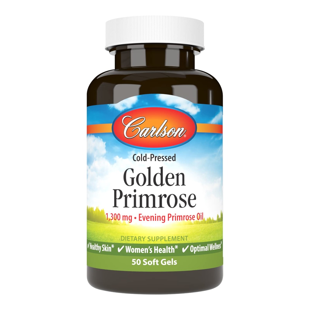 Carlson - Golden Primrose, 1300 mg Aften Primrose Oil, Cold- Pressed, Sund Hud, Women 's Health & Optimal Wellness, 50 Softgels