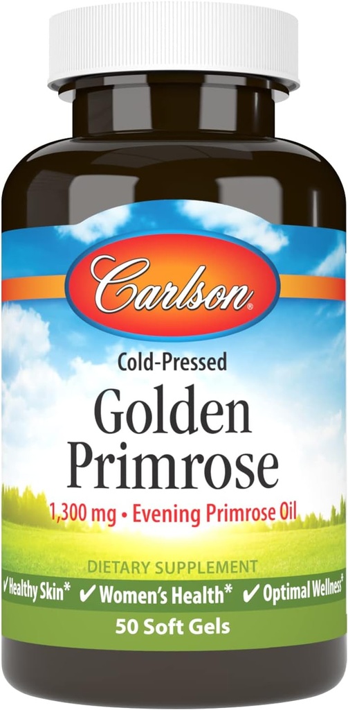 Carlson - Golden Primrose, 1300 mg Aften Primrose Oil, Cold- Pressed, Sund Hud, Women 's Health & Optimal Wellness, 50 Softgels