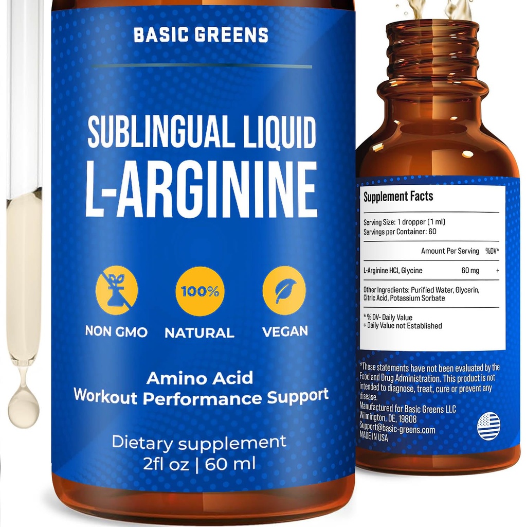 L Arginin Liquid - L- Arginin Supplement for mænd og kvinder med nitrogenoxid prækursor, L Arginin Supplement