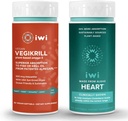 iwi Life Vegikrill & Heart Omega-3 Bundle, 30 Servering, Vegan Plant- baseret Alger Omega 3, Krill & Fish Oil Alternative, Ingen Fishy Aftersmage