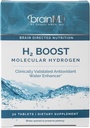 BRAINMD H2 Boost Molekulær Hydrogen - 30 tabletter - Antioxidant Vand Enhancer - Vegan, Gluten Free - 30 Servere
