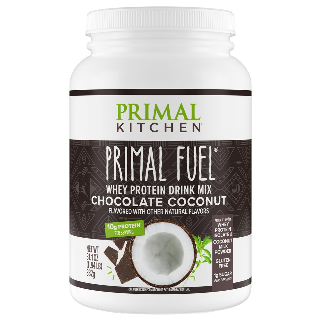Primal køkken Primal brændstof Chokolade Kokosolie Whey Protein Powder, Gluten og Soja Free, 1,94 Pounds