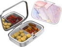 Cute Small Pill case for Pockets & Purses, Elegant Pill Box gør en stor gave, 2 Segment Travel Medicine Organizer Stores Progesteron, Capsule Pills, Ibuprofen, Vitamins-2