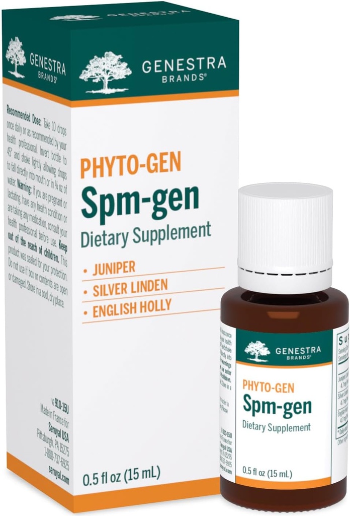 Genestra Brands SPM- gen Buddy 124; Juniper, Silver Linden, og engelsk Holly Herbal Supplement Buddy 124; 0,5 fl. oz.