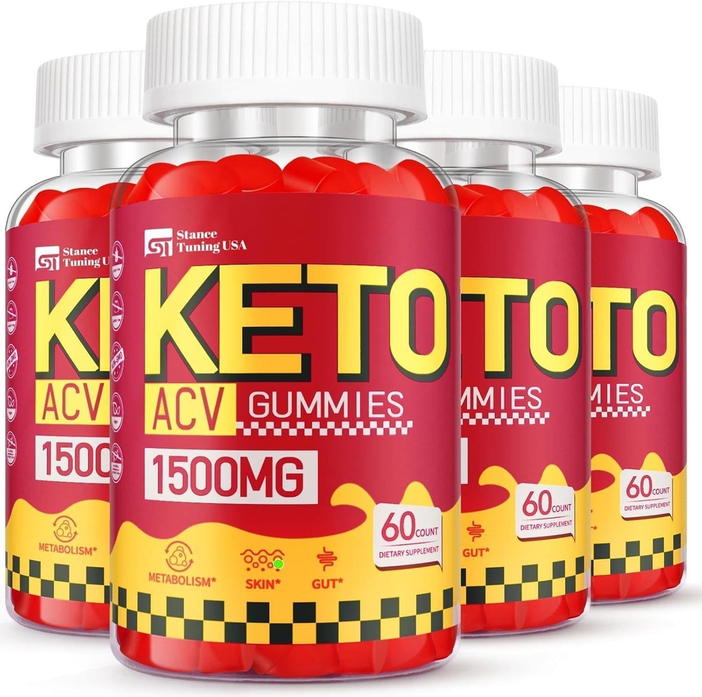 Keto ACV Gummies - 1500MG ACV Keto Gummies for Women Men - Vegan & Non- GMO, 4 Pack