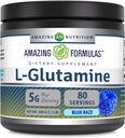Amazing Formulas L- Glutamin Pulver • 124; Aminosyre Supplement • 124; Non- GMO • 124; Gluten Free • 124; Lavet i USA (Blå Hindbær • 124; 1.1 Lb)