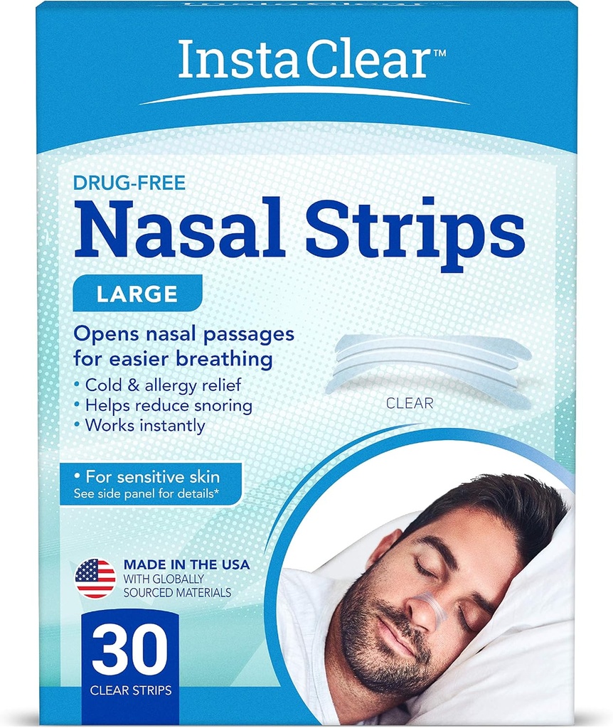 Nasal Breathing Strips, Clear Large 30 ct against, Nasal Congestion Relief, Stopper snorken, Cold & Allergy