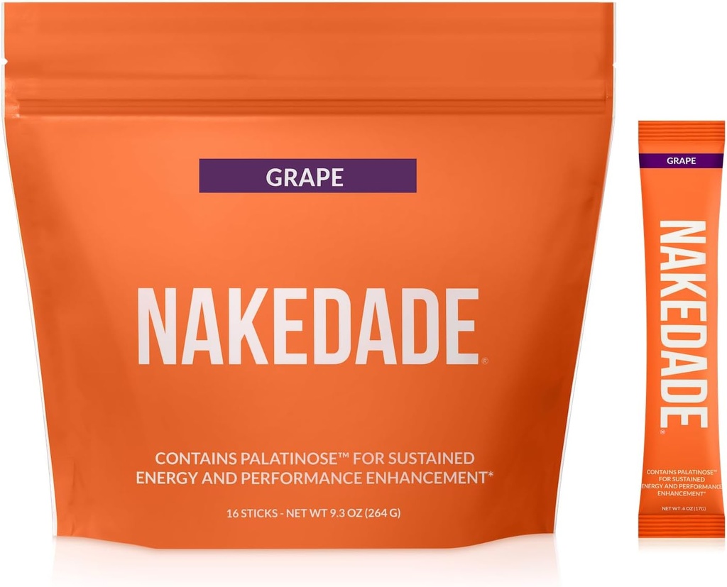 Nakedade Grape – Performance Enhancing Sports Drink Powder - Electrolyte Powder – No GMOs or Artificial Sweeteners, Gluten-Free, Soy-Free, Dairy-Free – 16 Sticks