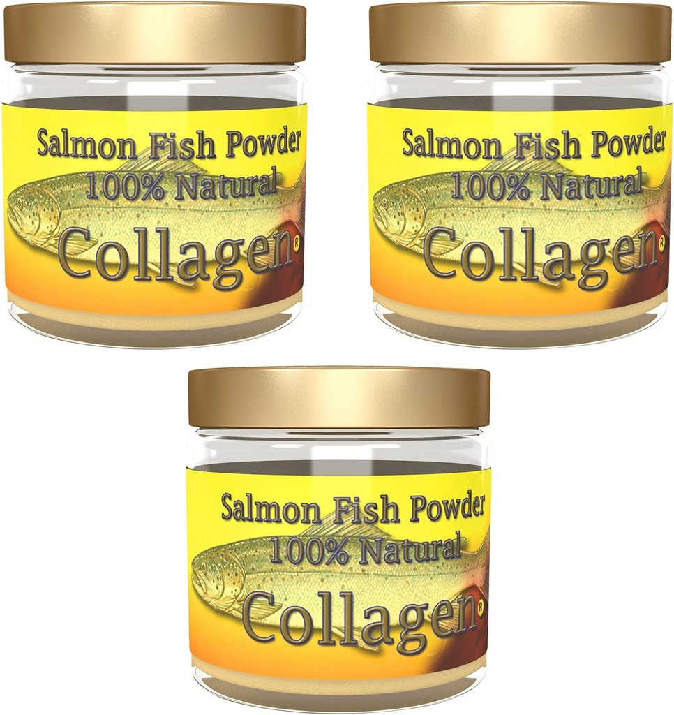 Salcoll Collagen - 100% Natural Bioactive Marine Collagen Powder - Unflavored, Kosher, kan hjælpe ben, fælles, hud, hår sundhed, 3 Pack, tre måneder Supply