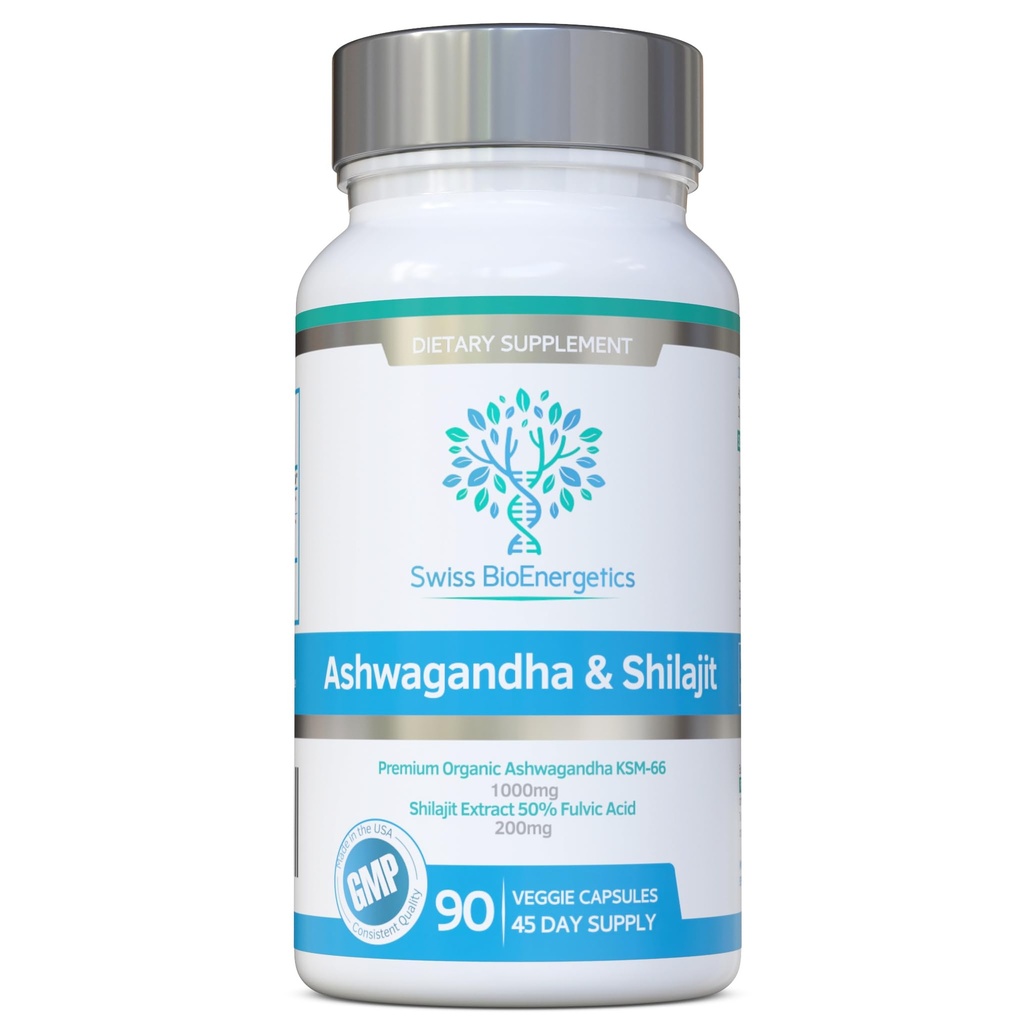 Ashwagandha & Shilajit - Ashwagandha KSM- 66 1000mg & Renset Shilajit Extract 200mg (50% Fulvic Acid) - Ingen kunstige fyldstoffer, bindemidler eller flowmidler - Egnet til Vegans