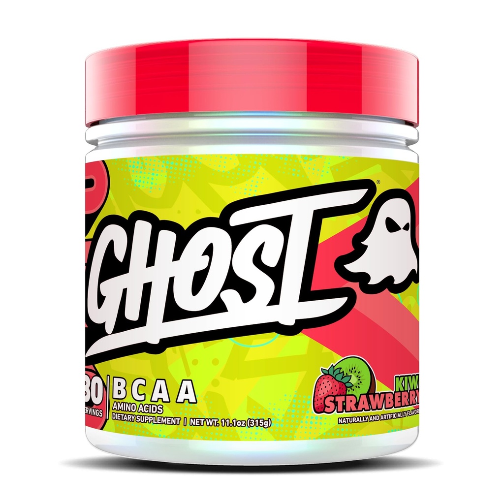 GHOST BCAA Powder Aminosyrer Supplement, Kiwi Jordbær - 30 Servering - Sukkerfri Intra, Post & Pre Workout Amino Powder & Recovery Drink, 7G BCAA