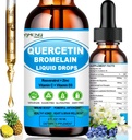 Quercetin med C-vitamin og zink - Quercetin flydende dråber - Quercetin med bromelain - Zink Quercetin - immunsupportsupplement til respiratorisk sundhed & legemets reaktion på lejlighedsvis allergi