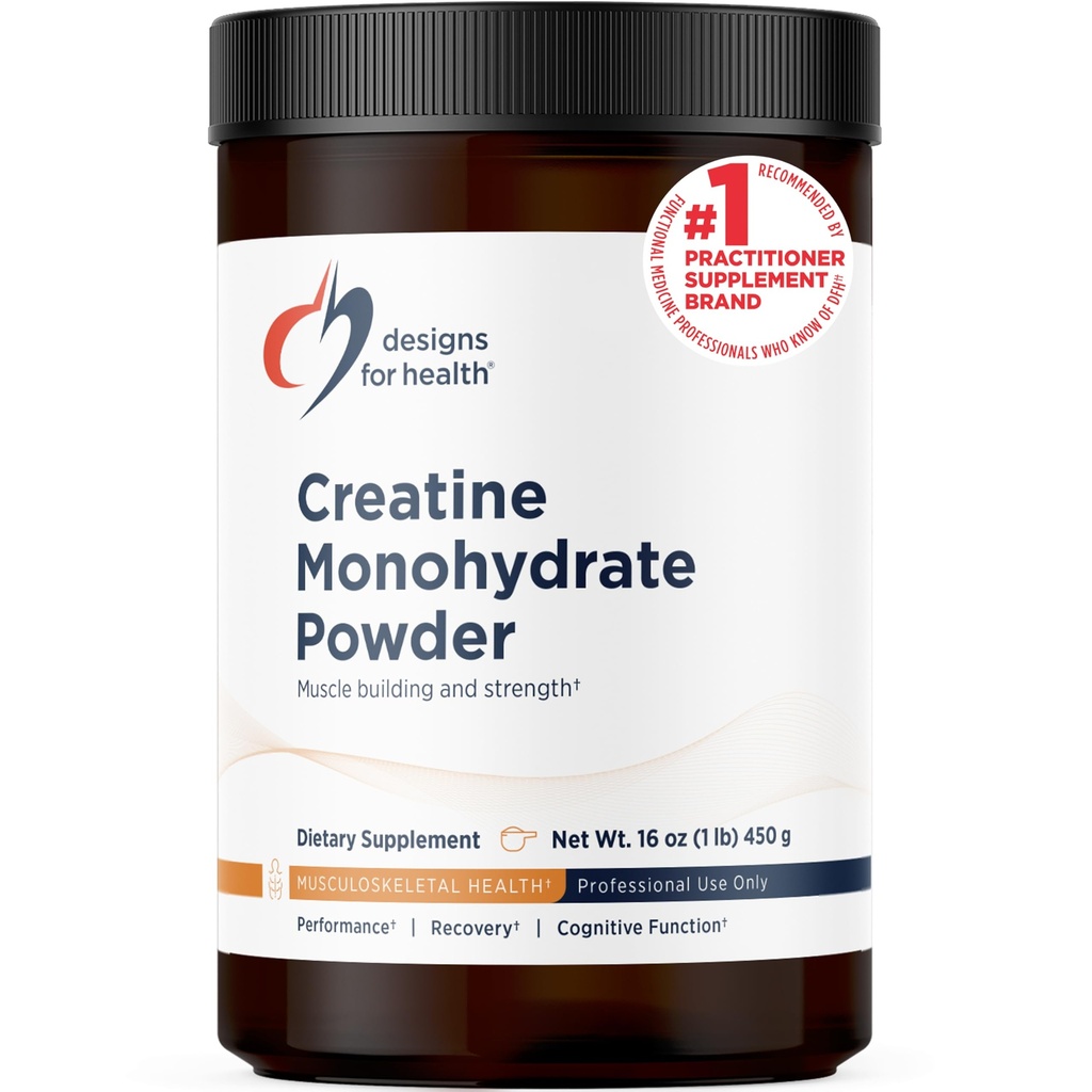 Design for sundhed Creatin monohydrat pulver - Unflavored Mikroniseret Creatin pulver til kvinder & mænd til at støtte muskel styrke, motion + hjerne sundhed, Pure Creatin monohydrat 5g (90 Servere)