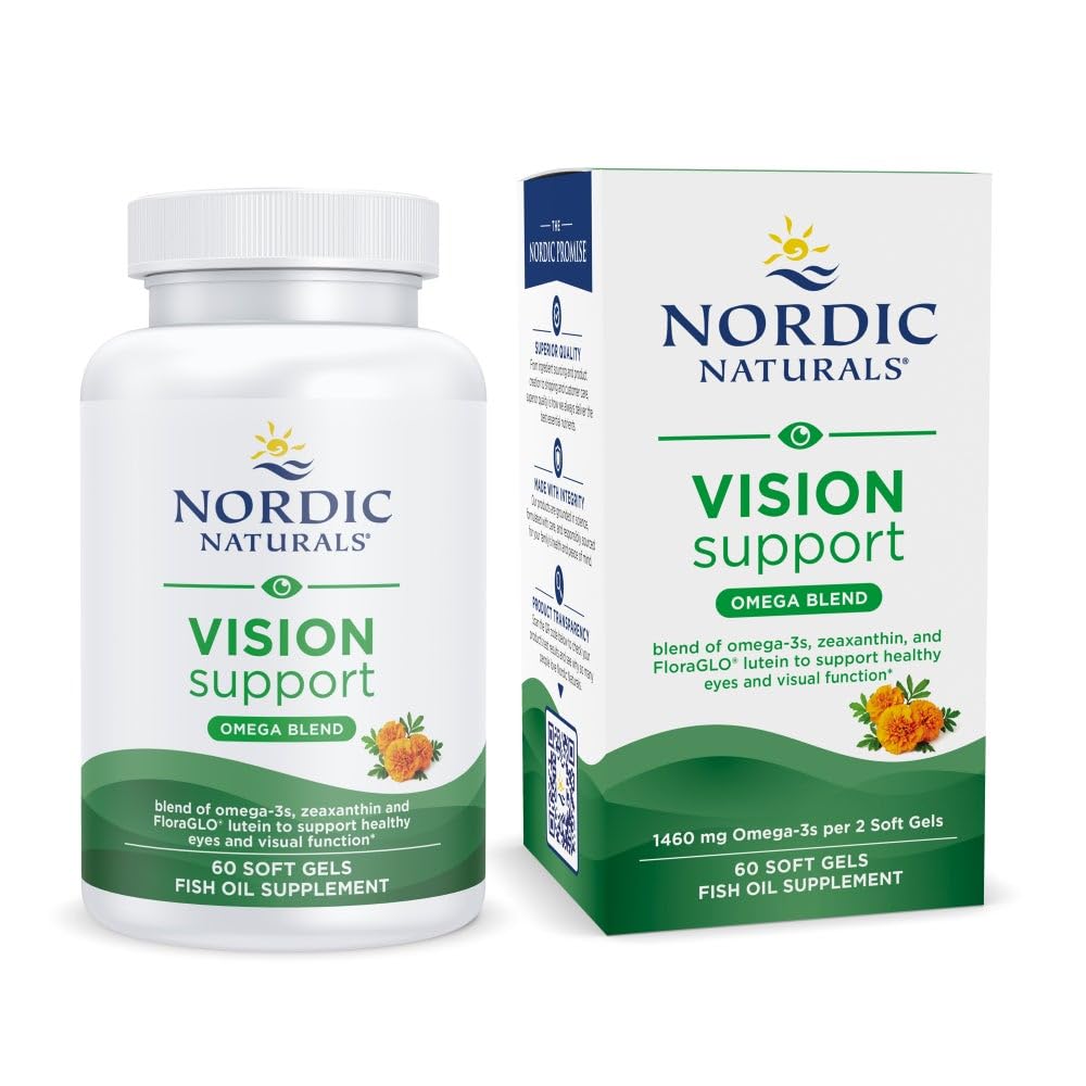 Nordic Naturals Omega Vision, Lemon - 60 Soft Gels - med Zeaxanthin og FloraGLO Lutein, for Sunde Øjne og Vision - 30 Servere