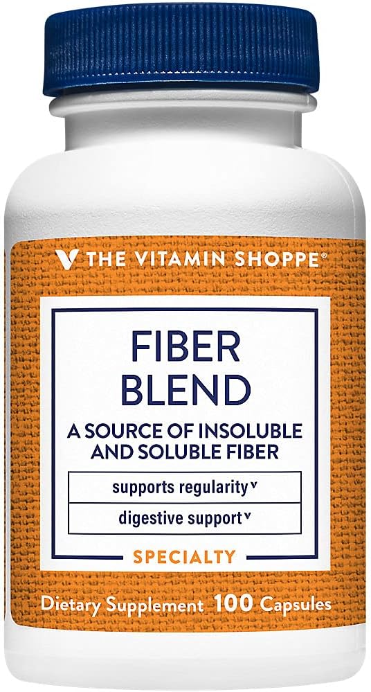 Den Vitamin Shoppe Fiber Blend, En naturlig kilde til Uopløselig og Opløselig Fiber, understøtter fordøjelsessygdomme og regelmæssighed (100 kapsler)
