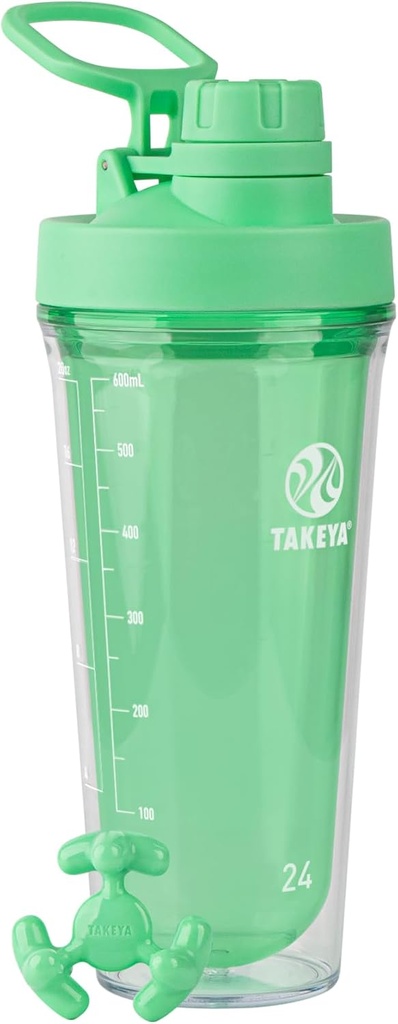 Takeya Protein Shaker - BPA- Free Plastic Flaske med bladfast Spout Lid - Easy Carry for Gym & Mere - Dishwasher-Safe & Genbruges - 24 oz, Pistachio Green