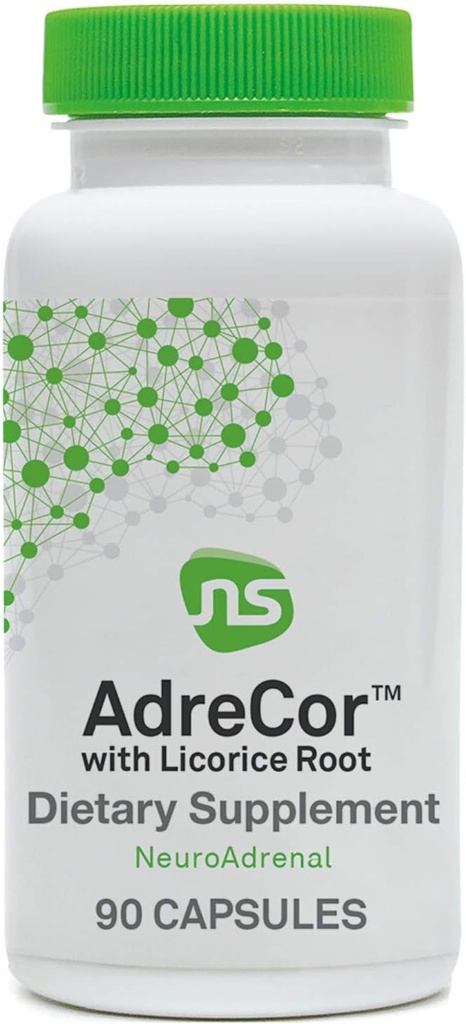 NeuroScience Cortisol Manager & Adrenal Support Supplements for Daily Energy - AdreCor with Licorice Root - L Tyrosine & More to Combat Fatigue & Promote a Healthy Stress Response (90 Capsules)